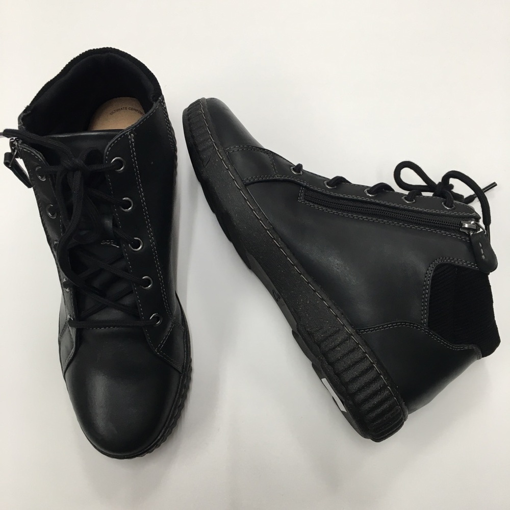 Clarks Collection Caroline Park Leather Booties 11 Black NEW Leather Sneakers